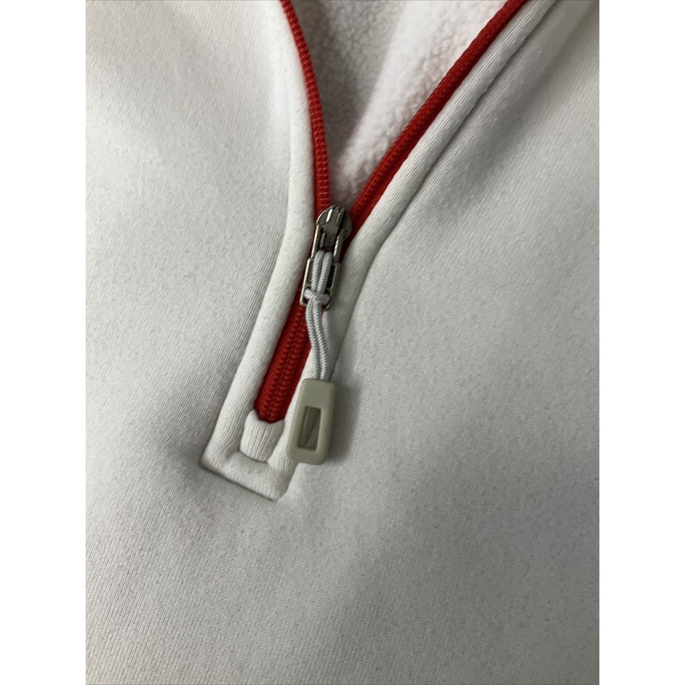 Patagonia Pullover Polartec 1/4 Zip Layer Sweatshirt Ivory Red Mock Neck Women S - Picture 5 of 12